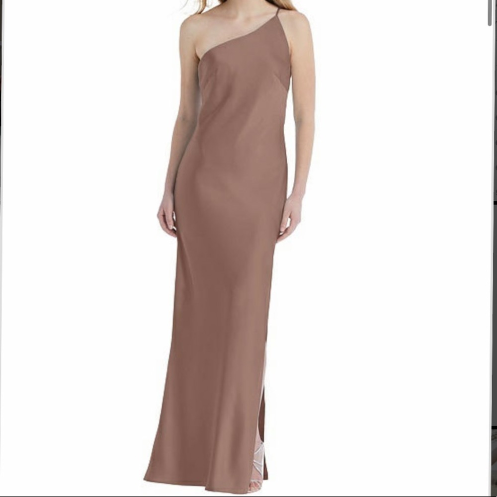 Dessy One-Shoulder Asymmetrical Maxi Slip Dress Social Style
